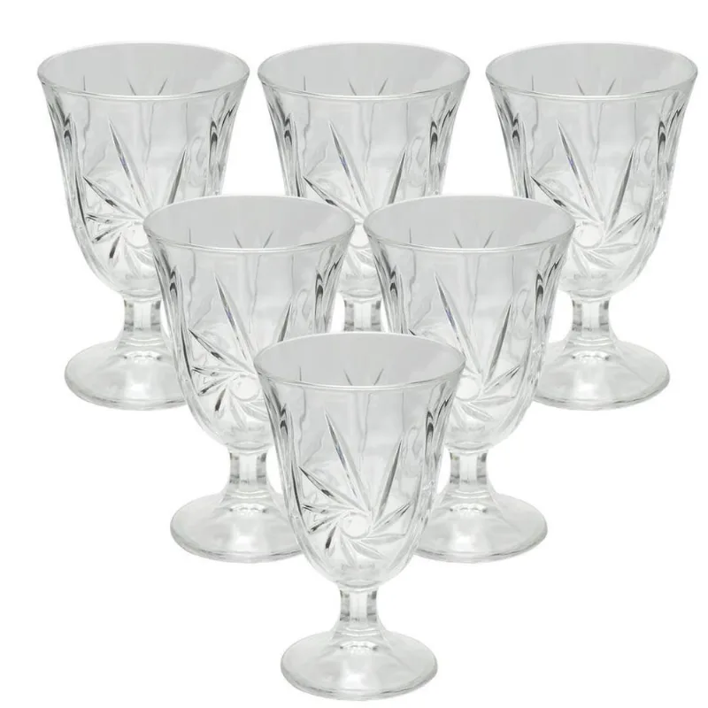 Jogo 6 Taças Para Água Suco Vinho Mesa Posta Wincy 226Ml 01