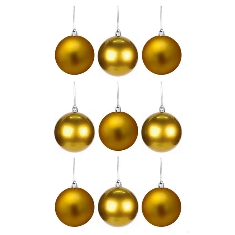 Bola Natalina Wincy 9 Unidades Lisa Dourado 6cm (MP)