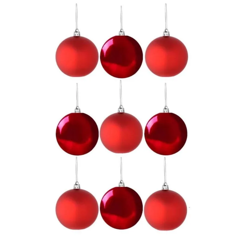 Bola Natalina Wincy 9 Unidades Lisa Vermelho 6cm (MP)