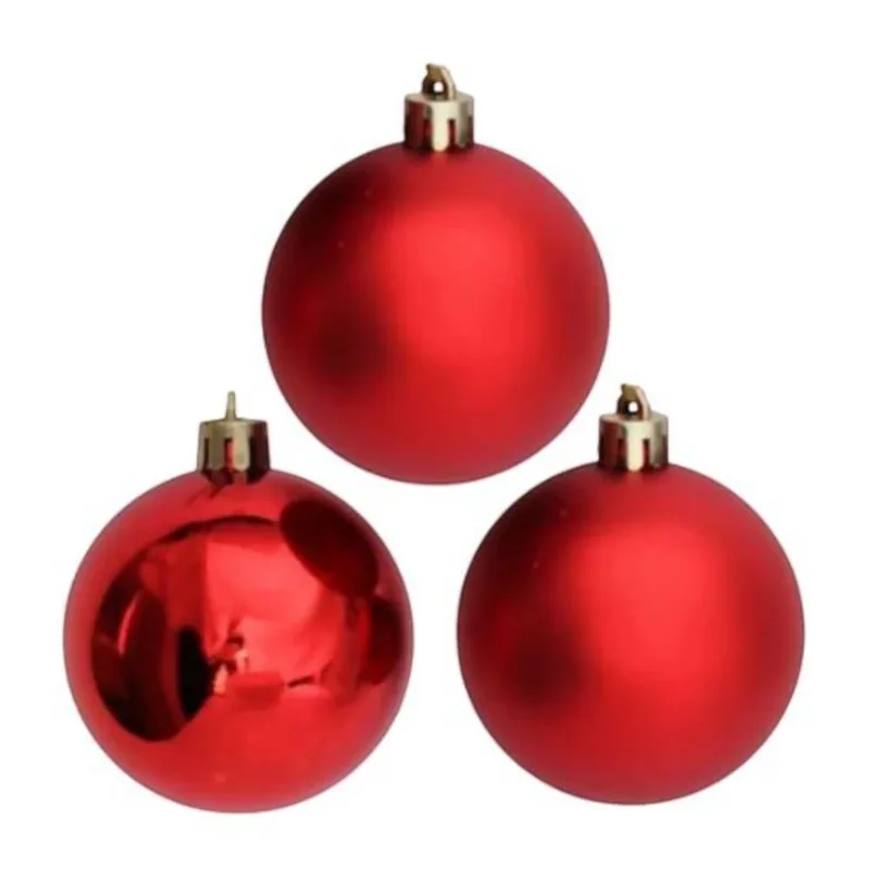 Bola Natalina Wincy Tubo Mista 5 Unidades 8cm Vermelho NTB1805V (MP)
