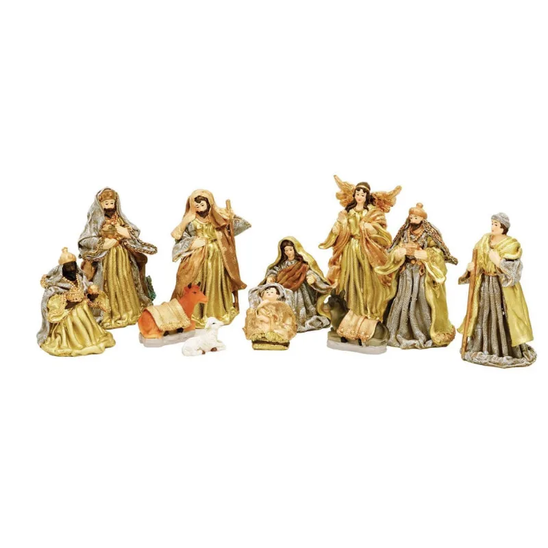 Presepio Champagne Resina 11P Pecas 14 Cm