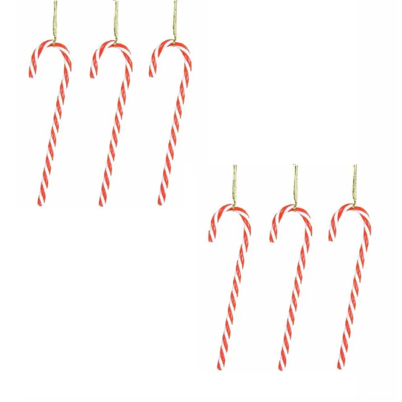 Cj 6PCS enfeite natalino bengala verm E bran 14X3.5CM