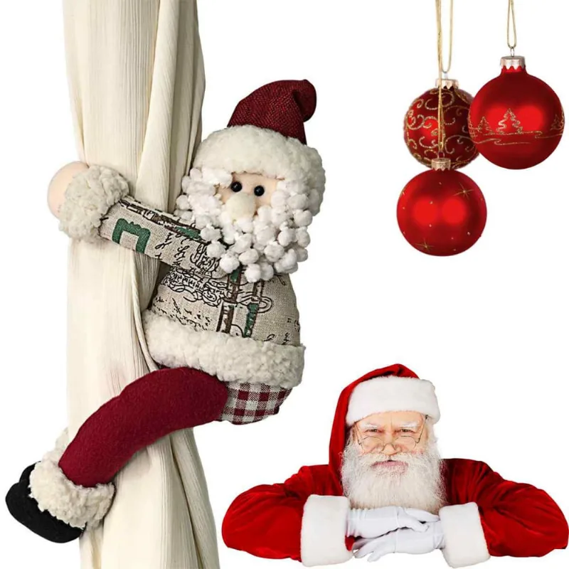 Boneco de Papai Noel Segura Cortina de janela quarto sala