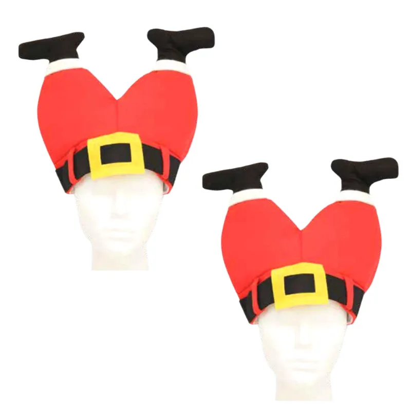 Kit Com 2 Chapéus Natalinos 25x25cm - Pernas do Papai Noel (Infantil)