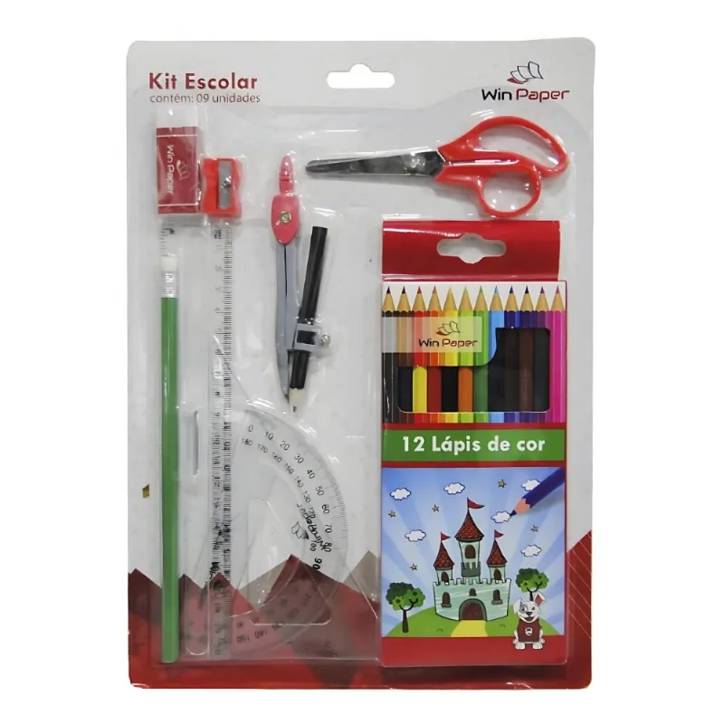 Kit Escolar Win Paper 09 Peças WPP80012 (MP)