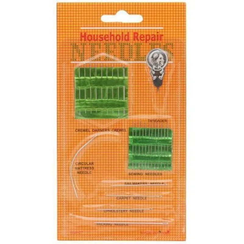 Kit Costura Cartela Com 26 Agulhas + Passador De Linha