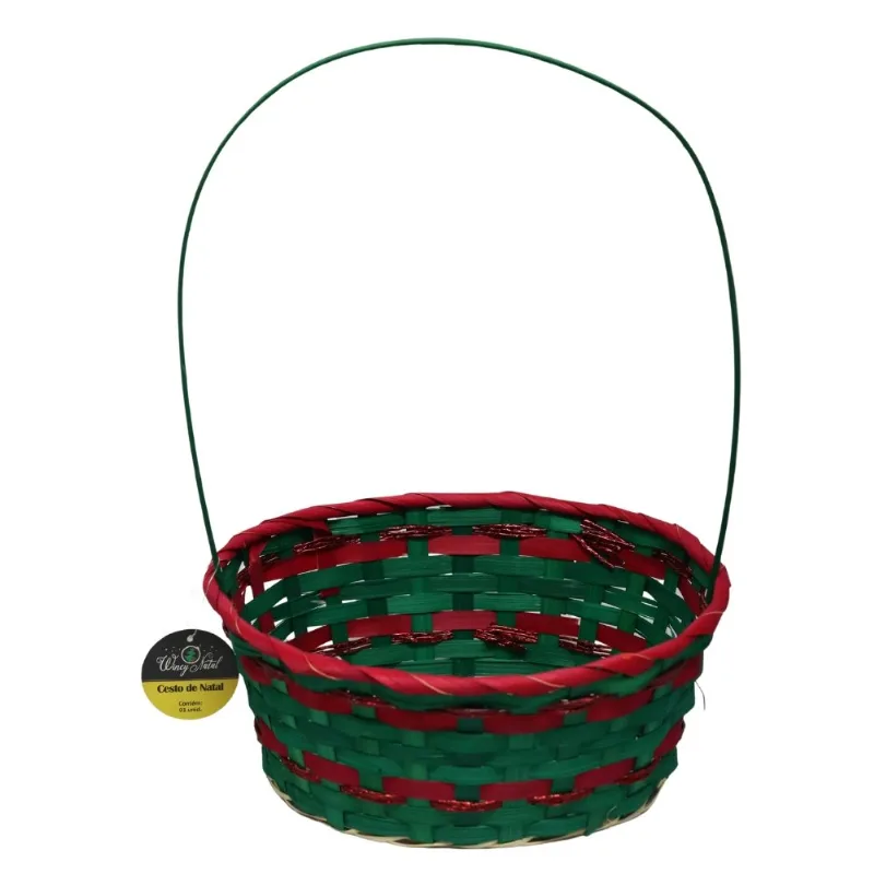 Cesto Natalino Bambu Wincy Com Alça 26x20x36cm (MP)