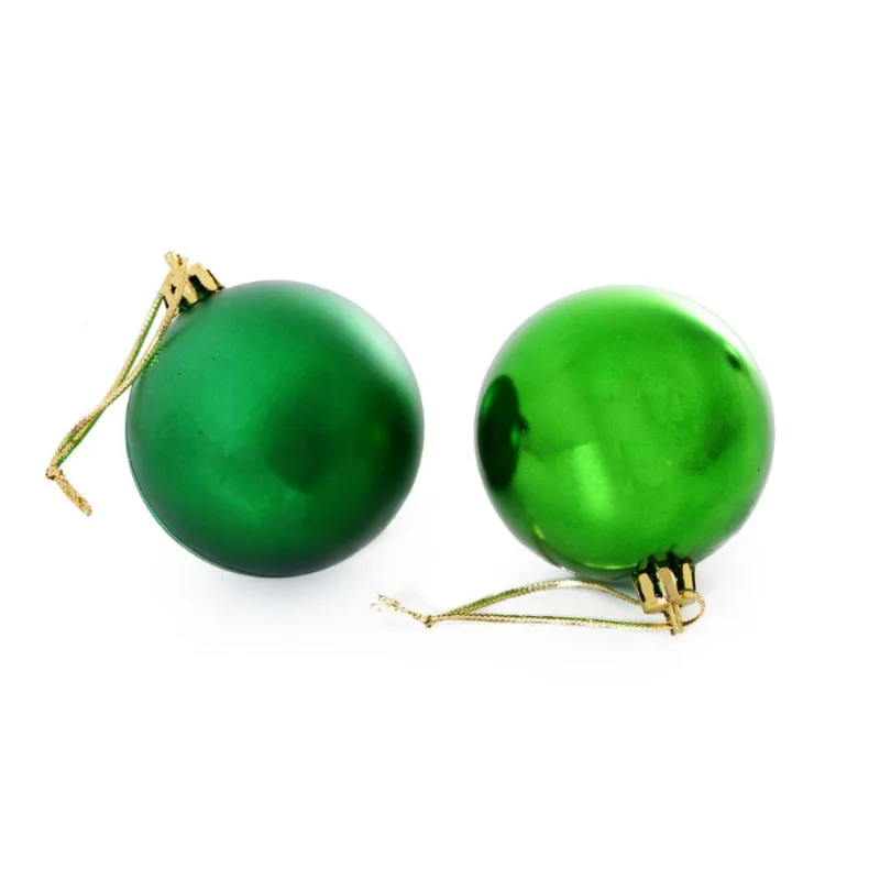 Cj 06 bolas de natal mista tubo verde - 7CM