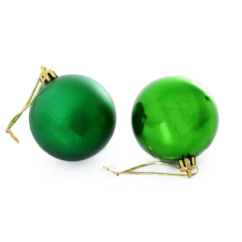 Cj 08 bolas natalina decorativa mista verde 8CM