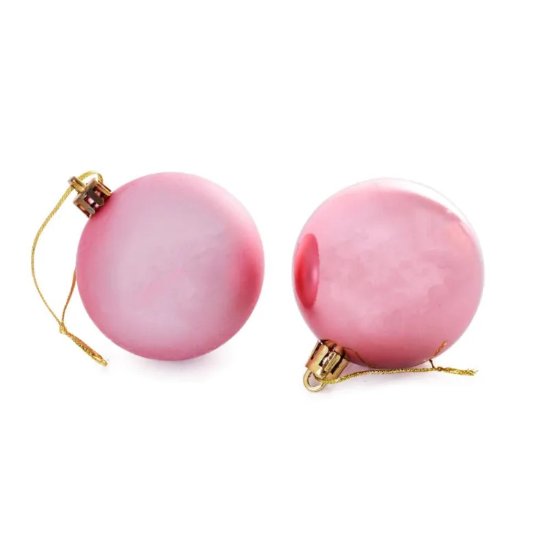 Cj 05 bolas de natal mista tubo rose gold - 8CM