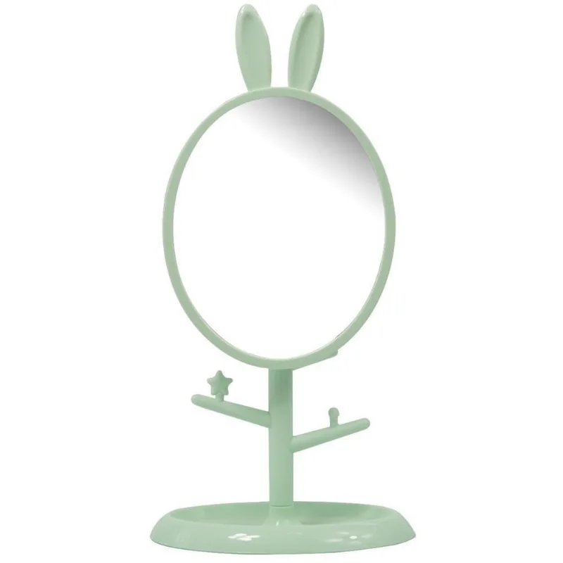 Espelho De Mesa Com Porta Joias Orelha Coelho