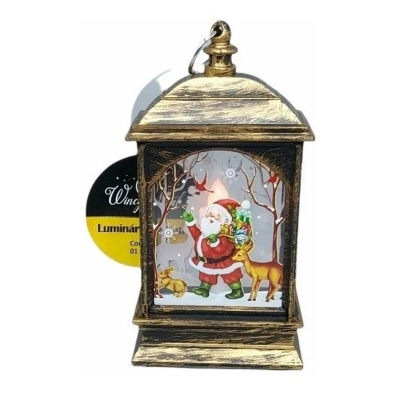 Decoração Enfeite Natalino Lamparina Natal Led Papai Noel