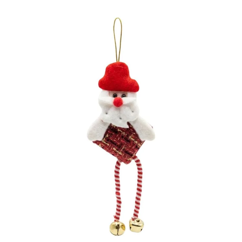 Pendente Boneco Natalino Decorativo 20x9cm Com Guizo Em Poliéster