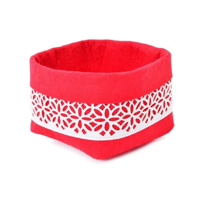 Cesto Natalino Wincy Feltro 15X15cm Vermelho (MP)