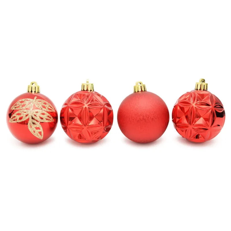 Maleta de bolas para arvore de Natal 24 peças 6 cm - cor vermelha