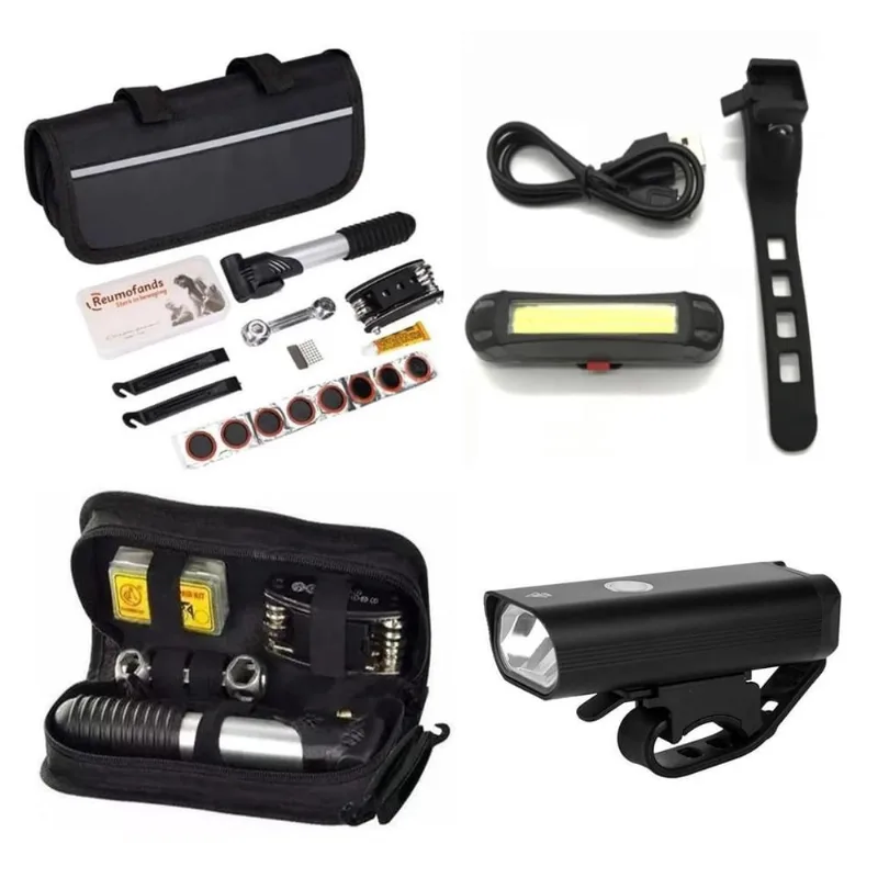 Kit Bike Bolsa Acessórios Farol 400 Lumens E Pisca Traseiro