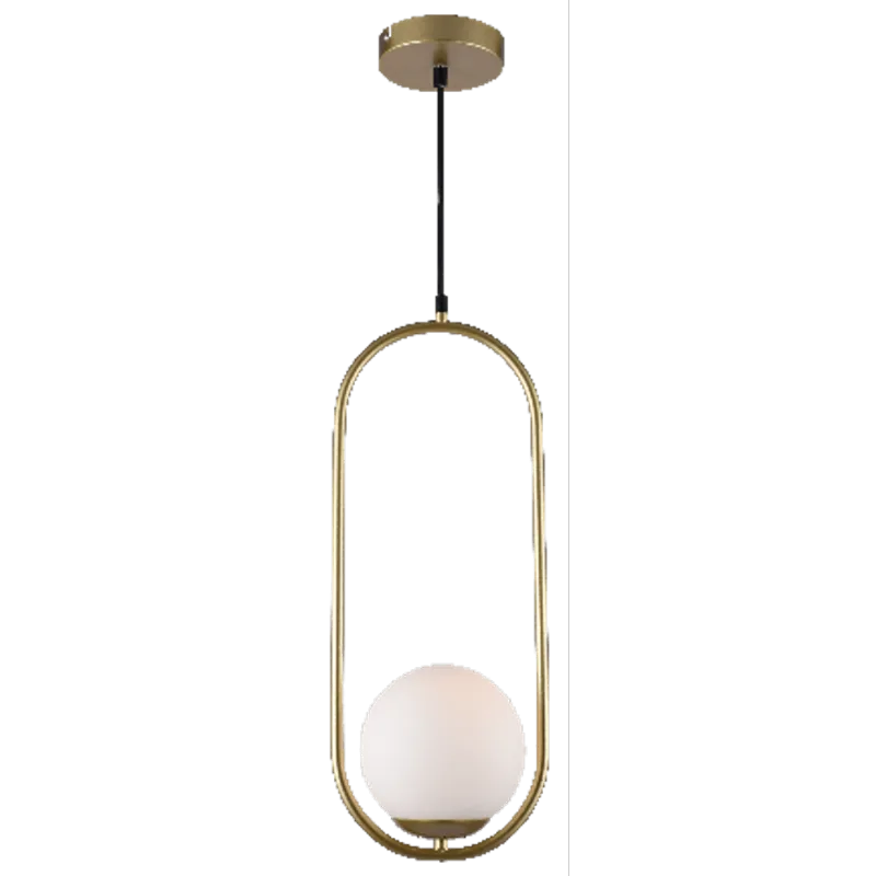 Pendente Globe IV E27 Opalino Dourado Orluce