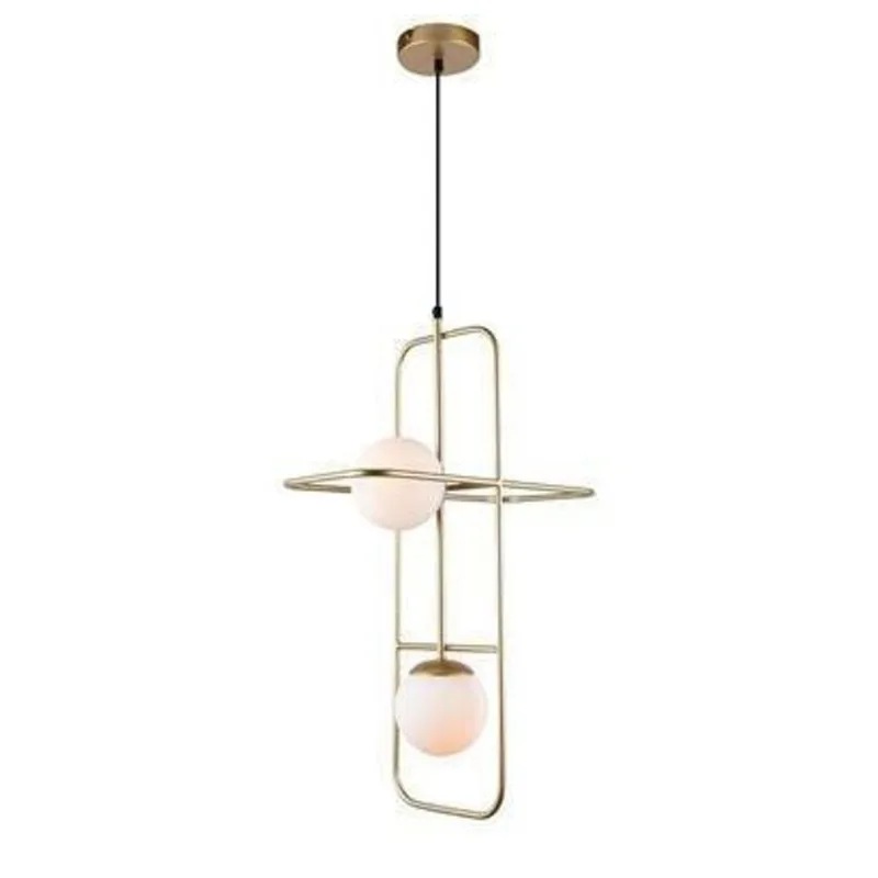 Pendente 2 Lâmpadas Globe 3 Aço Vidro e PP Orluce Or1173 Dourado/Opalino Bivolt