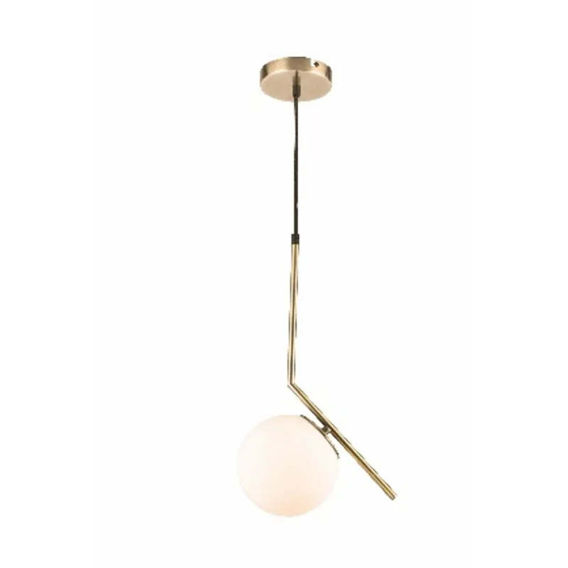 Pendente Globe V E27 Opalino Dourado Orluce