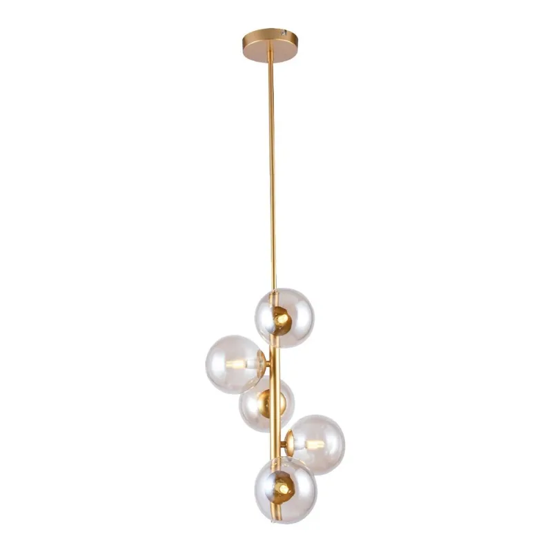 Pendente Cosmos 6Xg9 Aço e Vidro Or1180 ÂMBAR/Bronze Bivolt Orluce Luminatti - Luminatti
