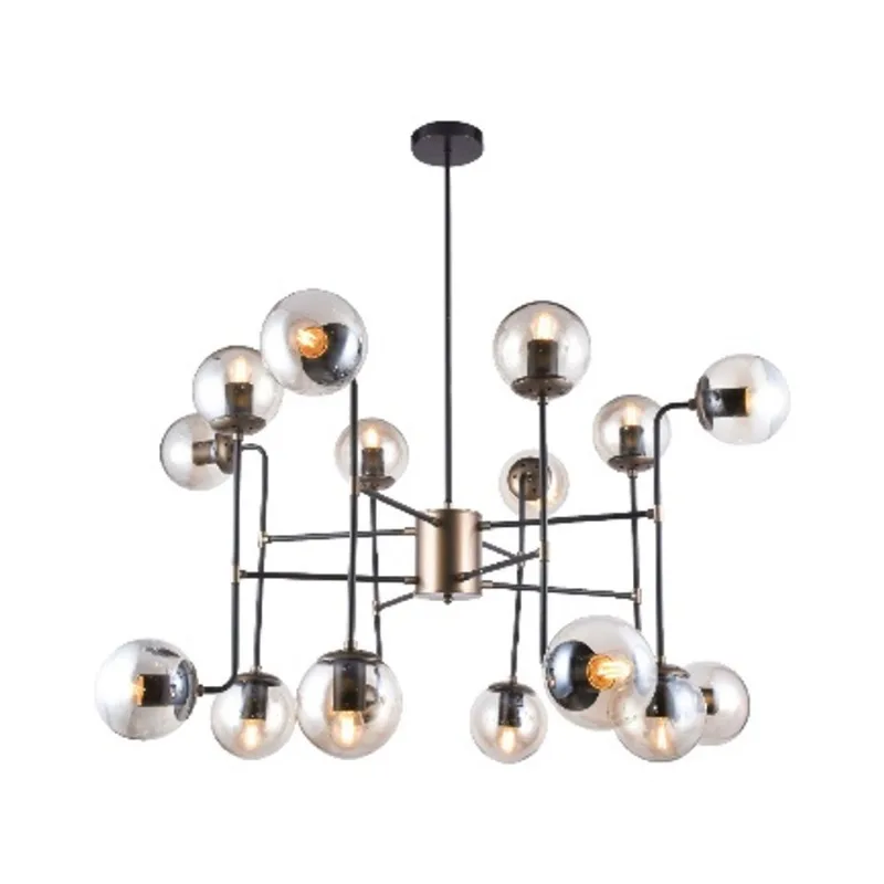 Pendente de Aço para 16 lâmpadas E27 Âmbar, Bronze e Preto Fosco Globe Orluce