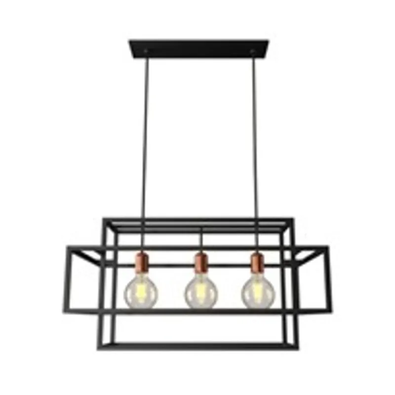Pendente Gabbia Linea M 3XE27 Preto Opalino