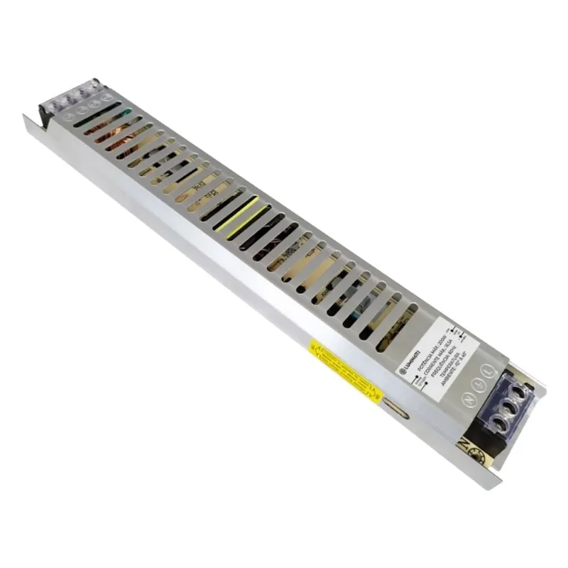 Driver para Fita LED Slim Saída 12V Entrada Bivolt Luminatti Driver para Fita LED Slim 16,5A 200W Saída 12V Entrada 127/220V - Luminatti