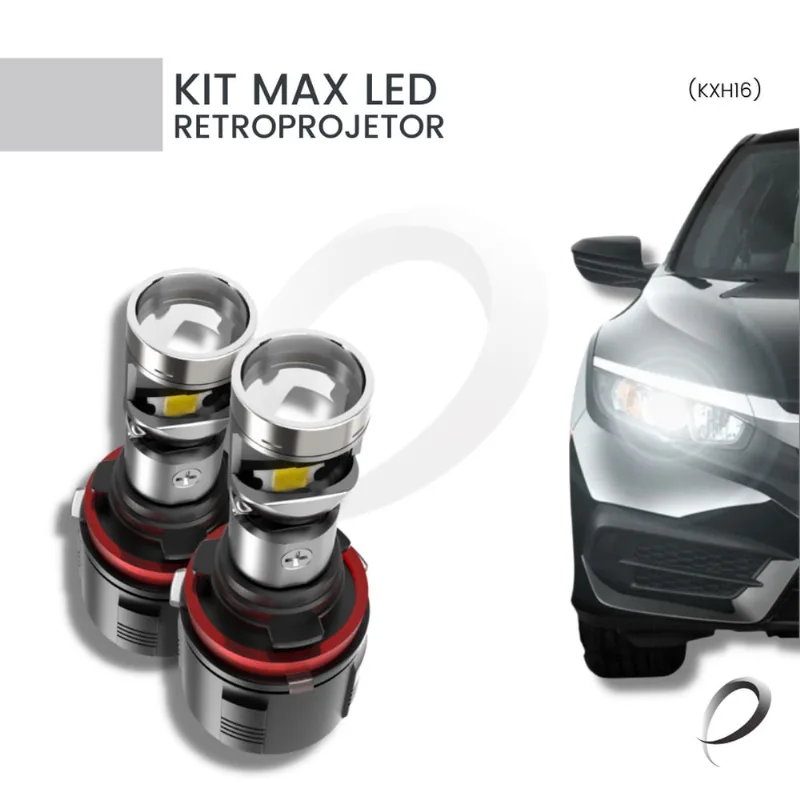 Kit max LED farol KX3 H16 com retroprojetor