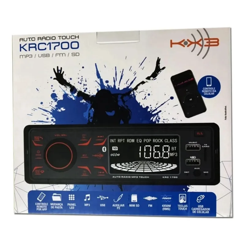 Rádio Krc1700 Bluetooth Usb Am/fm Preto Kx3 Teclas Touch