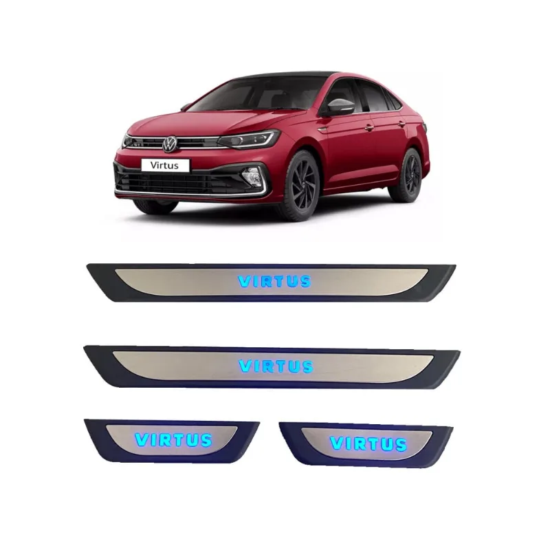Soleira de Porta Virtus Aço Inox com Led Azul - KX3
