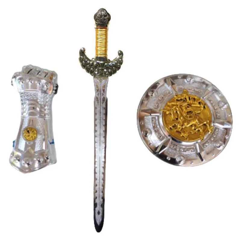 Kit Gladiador Medieval Brinquedo Espada Punho Escudo