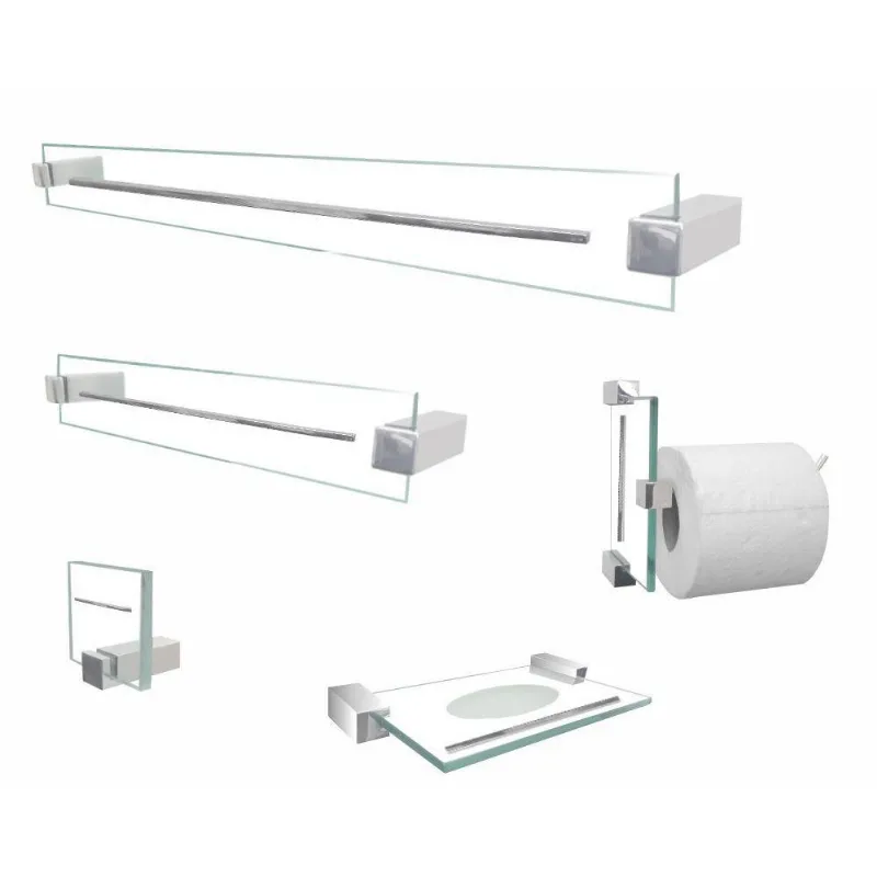 Kit Acessório De Banheiro Vidro 700Exa 5 Peças Incolor Grego