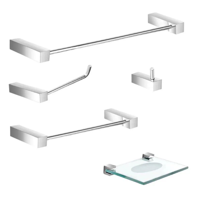 Kit Para Banheiro Acessórios Metal 5 Peças Prátika 812Pk