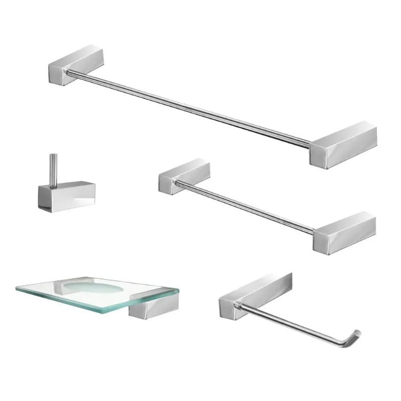 Kit Para Banheiro Aço Inox Polido 5 Peças 337Vip Grego Metal