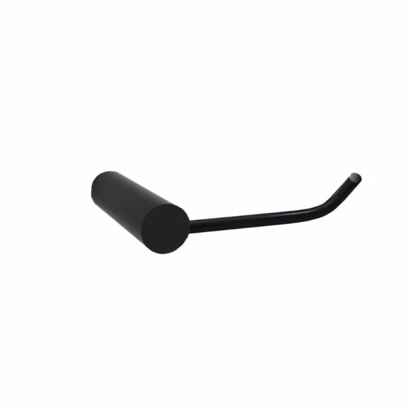 Porta Papel Higiênico Redondo Em Metal Preto Fosco Luxo Slim