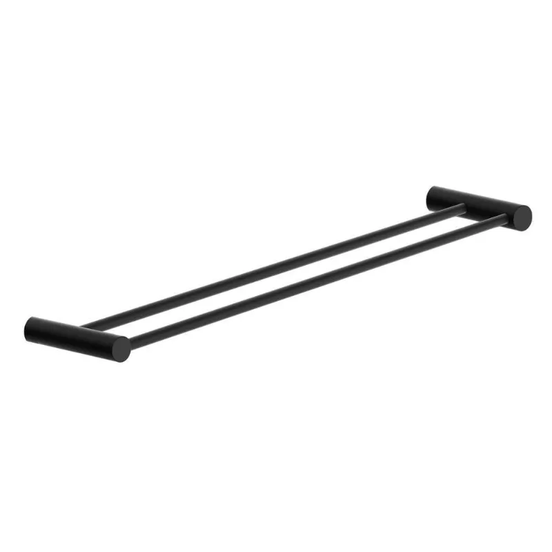 Porta Toalha Toalheiro Duplo Para Banheiro Preto Fosco Orion 70cm