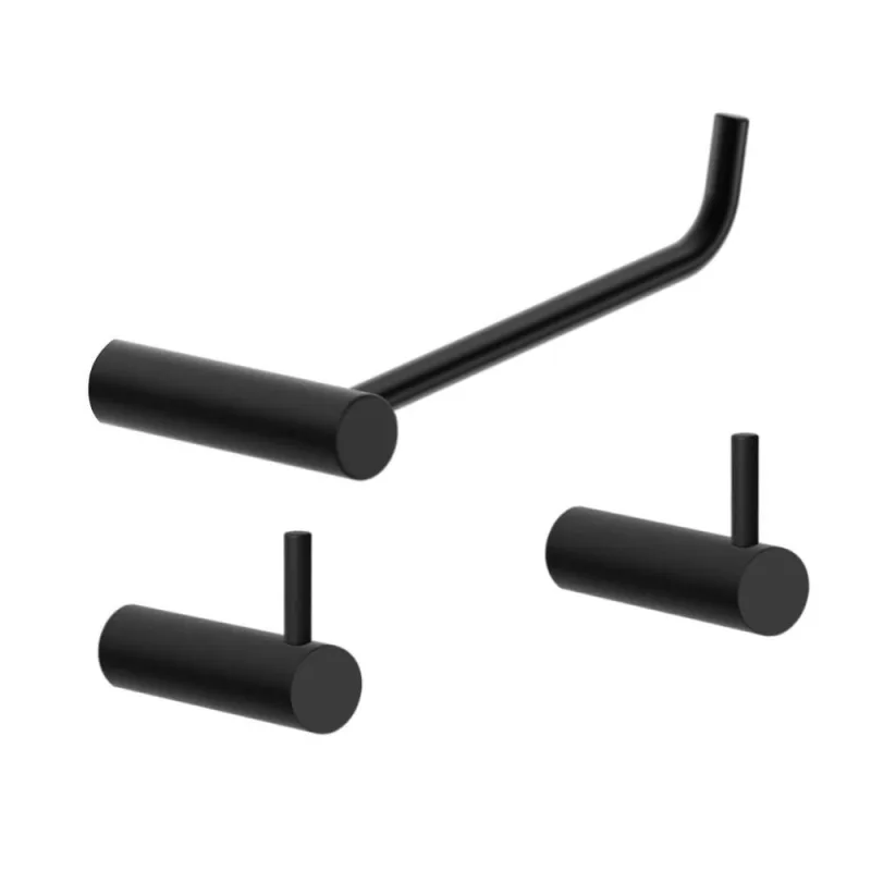 Kit Acessórios Para Banheiro Preto Fosco 3 Peças Grego Metal 2020or - OUTRAS