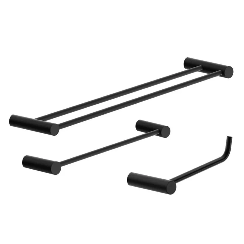 Kit Acessórios Para Banheiro Preto Fosco 3 Peças Grego Metal 2040or - OUTRAS