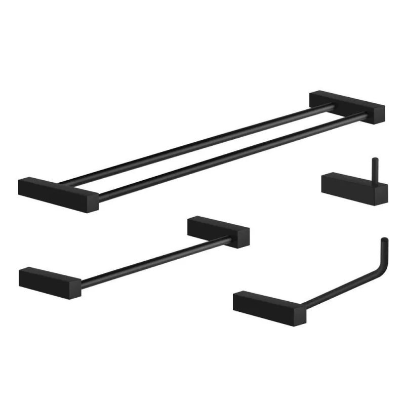 Kit Acessórios Para Banheiro Preto Fosco 4 Peças Grego Metal 2060tr - OUTRAS