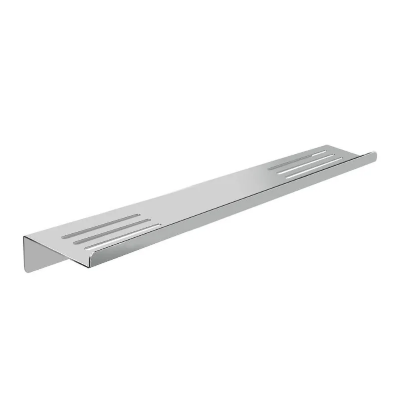 Prateleira Suporte Duplo Para Banheiro Escovado Grega Aço Inox 40cm