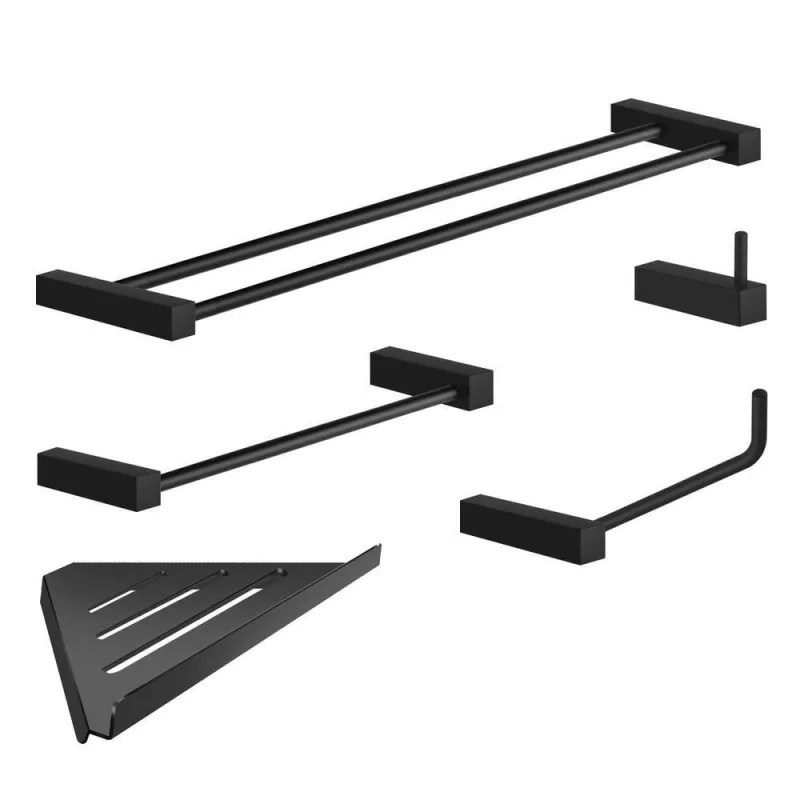 Kit Acessórios Para Banheiro Preto Fosco 5 Peças Grego Metal 2160tr - OUTRAS