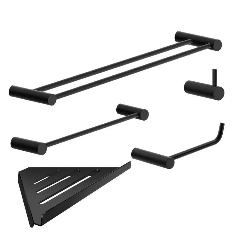 Kit Acessórios Para Banheiro Preto Fosco 5 Peças Grego Metal 2160or - OUTRAS - Ferramentas