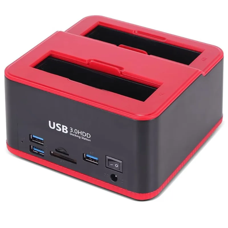 Dock Station 2 Hd Sata 2,5 E 3,5 Base Case Entradas 2 Usb 3.0 Leitor De Pendrives Cartão Sd