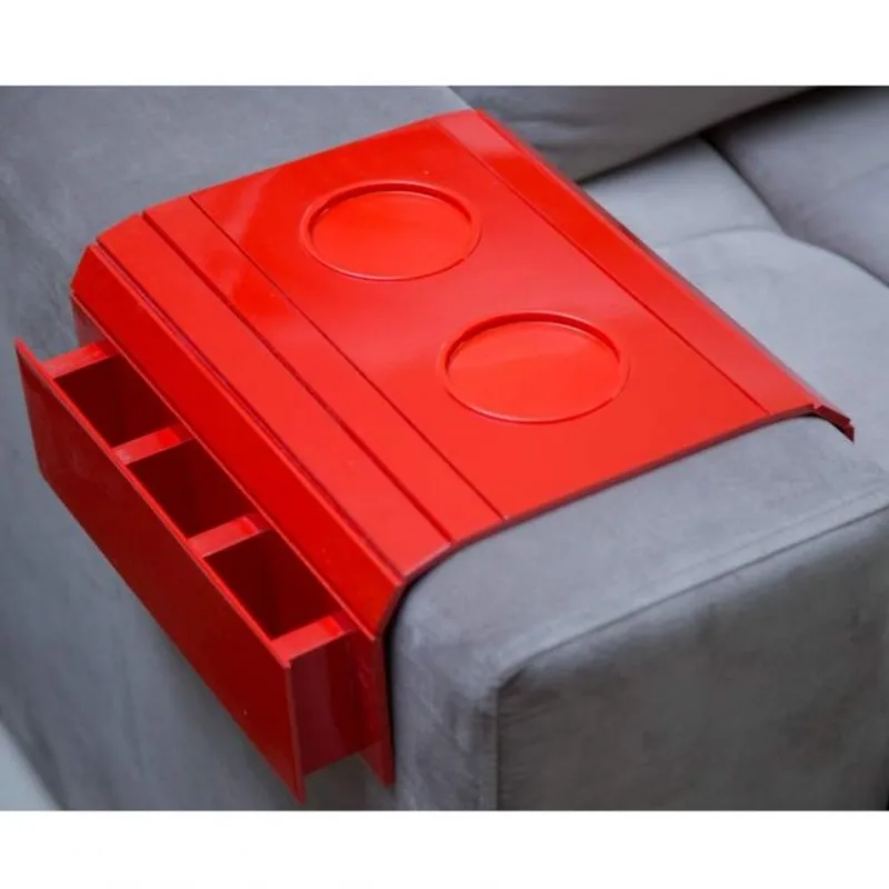 Esteira para Sofá Flexível 2 Porta Copos e Porta Controle LC Marques Vermelho