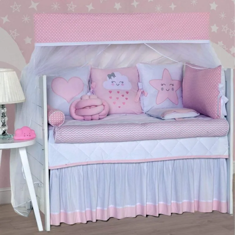 Mosquiteiro Avulso 2 Peças Nanda Isadora Design Rosa/Branco