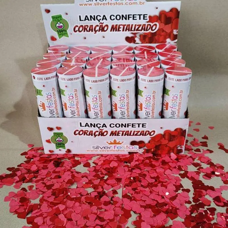 Lança Confete Metalizado 20cm Coração - 1 Un