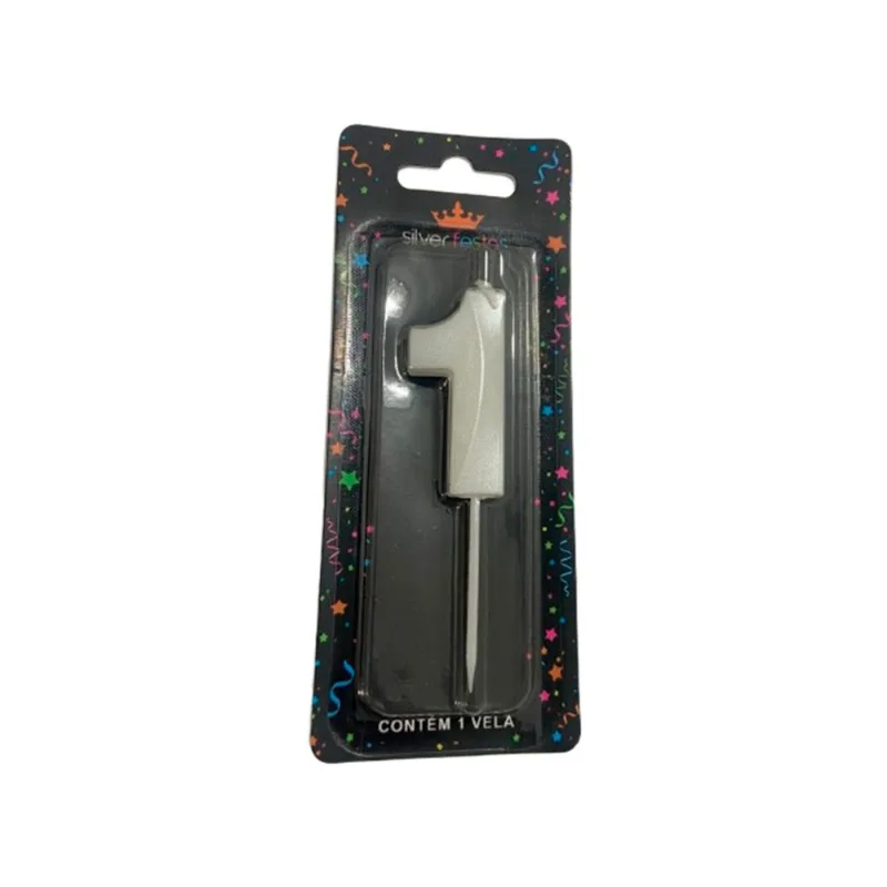 Vela Aniversário Silver Mini Design Branca Perolizada N.1 un