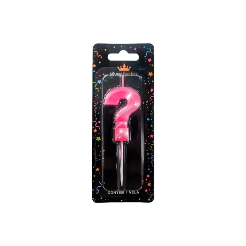 Vela Aniversário Silver Mini Design Rosa Interrogação un