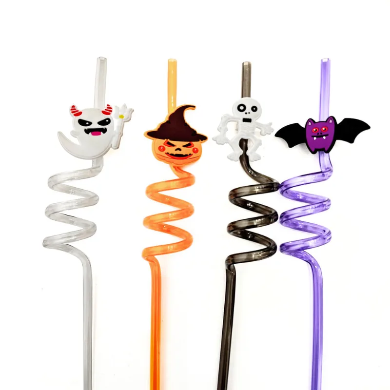 Canudos Divertidos Halloween Cores com 4 Unidades