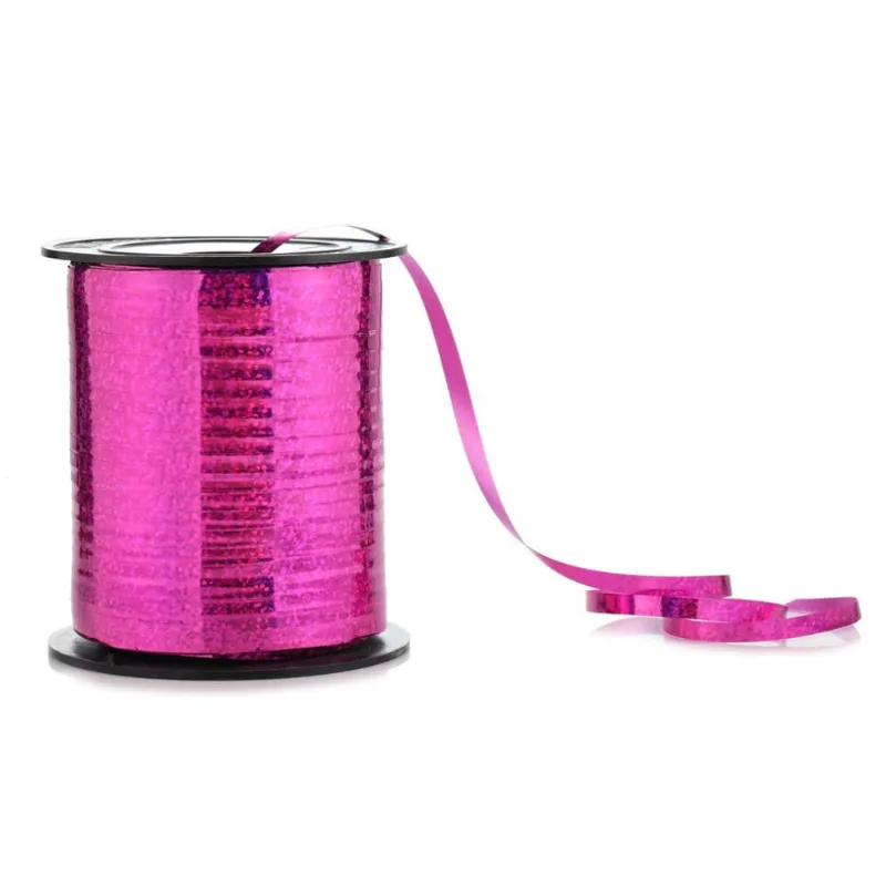 Fitilho Holográfico 5mm x 200m Para Amarrar E Decorar Rosa Silver Festas